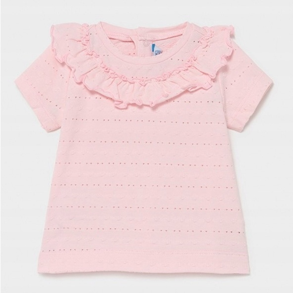 Mayoral Pink Ruffle Neck Tee